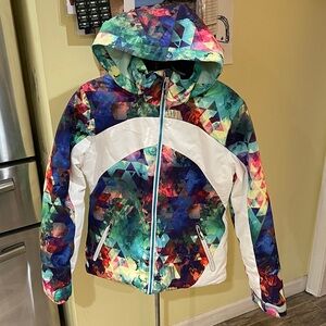 Obermeyer Multicolor Geometric Kids Puffer Jacket girls size large 14-16